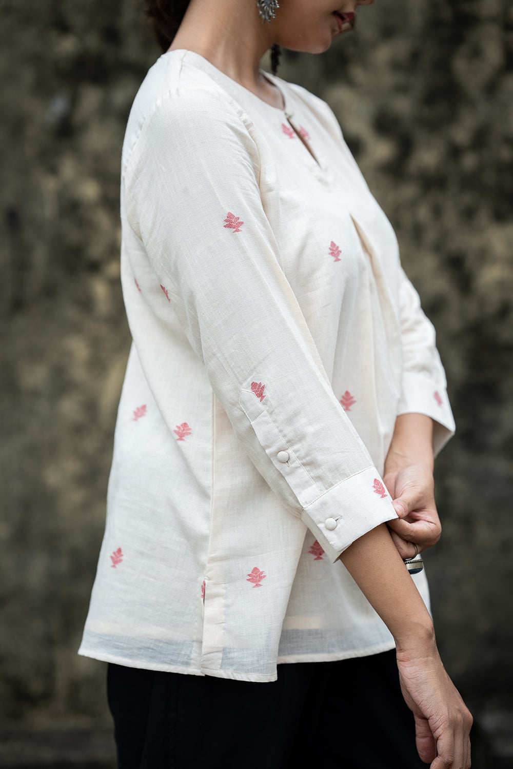 Ivory Petal Handwoven Jamdani Top