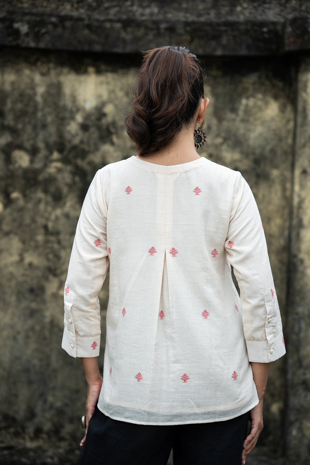 Ivory Petal Handwoven Jamdani Top