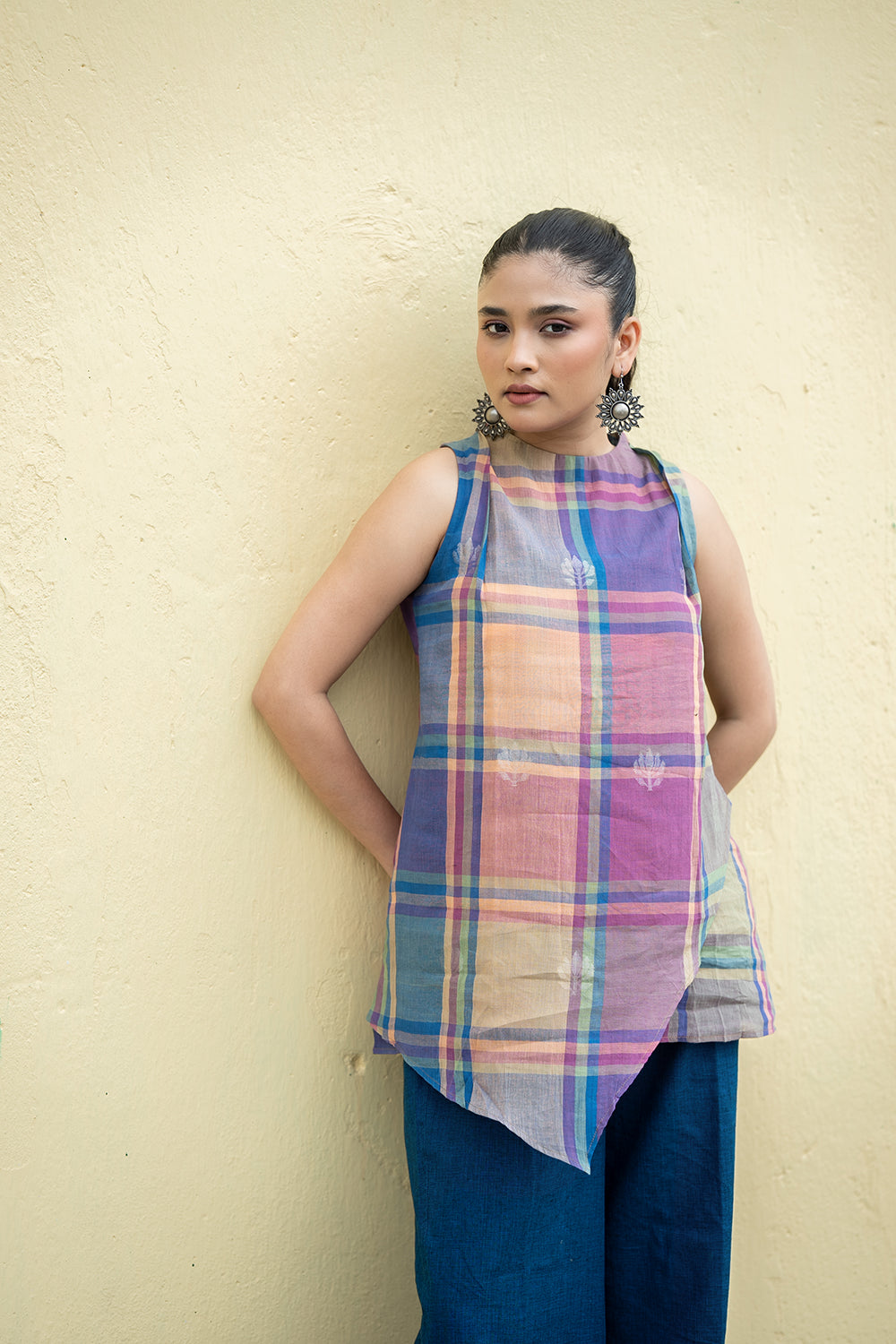 Multi-Color Handwoven Pure Cotton Shalpa Jamdani Top