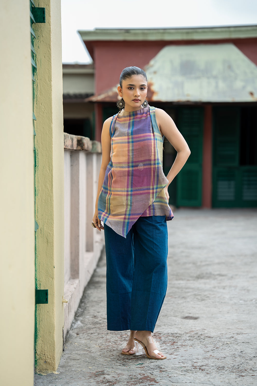 Multi-Color Handwoven Pure Cotton Shalpa Jamdani Top