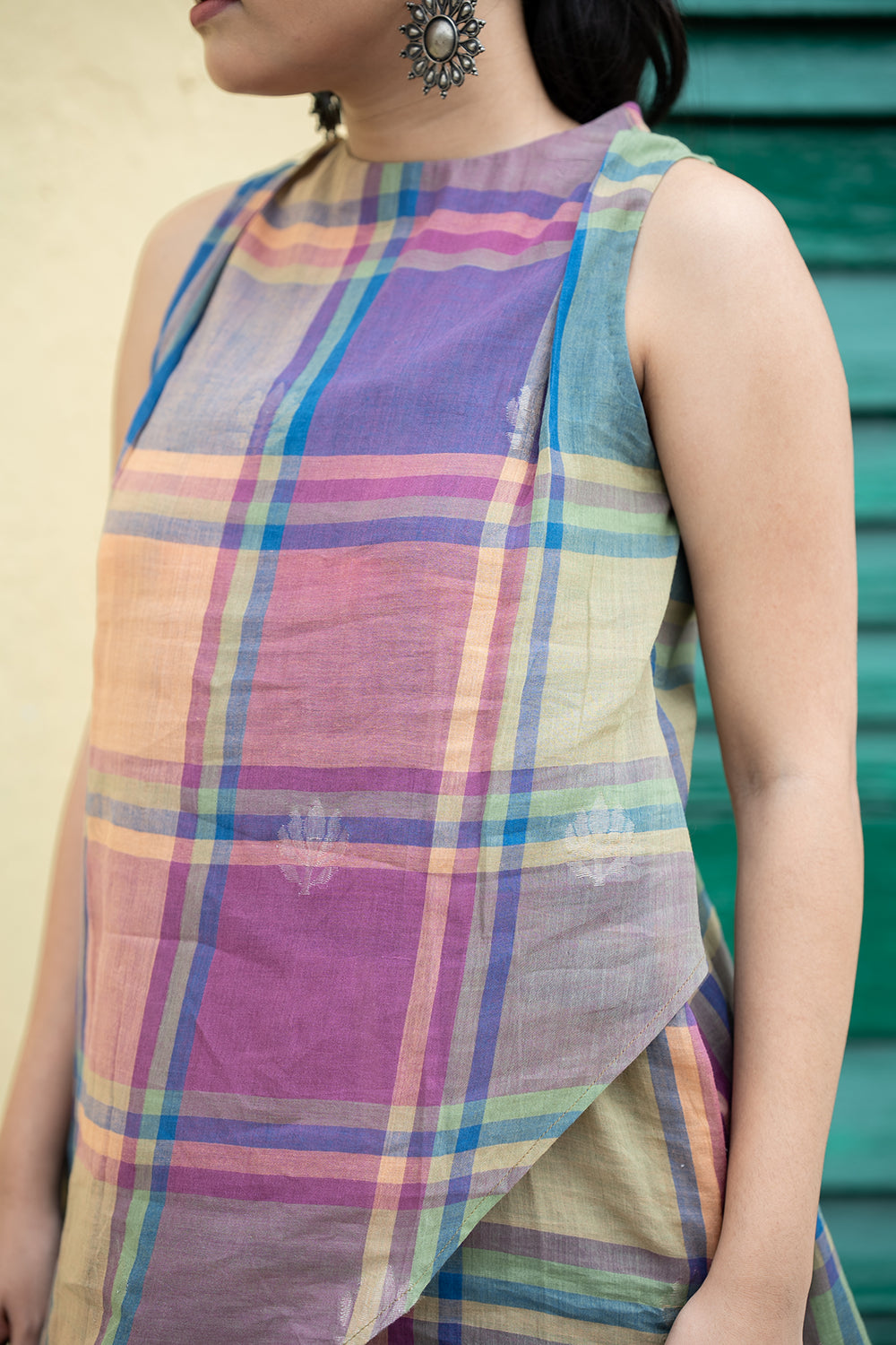 Multi-Color Handwoven Pure Cotton Shalpa Jamdani Top