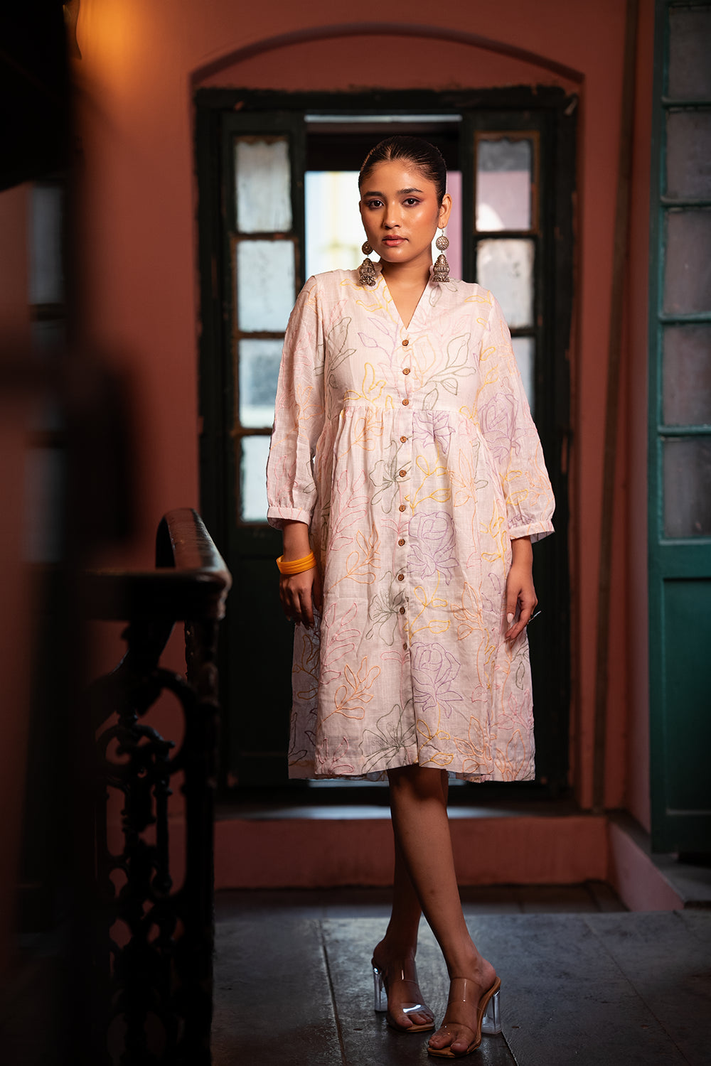 White Embriodered Pure Cotton Dress