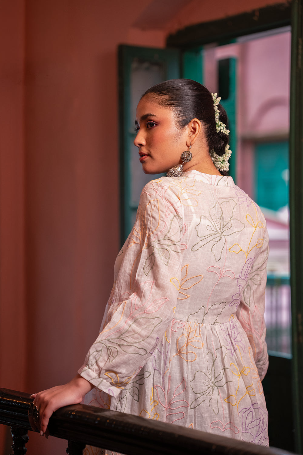 White Embriodered Pure Cotton Dress