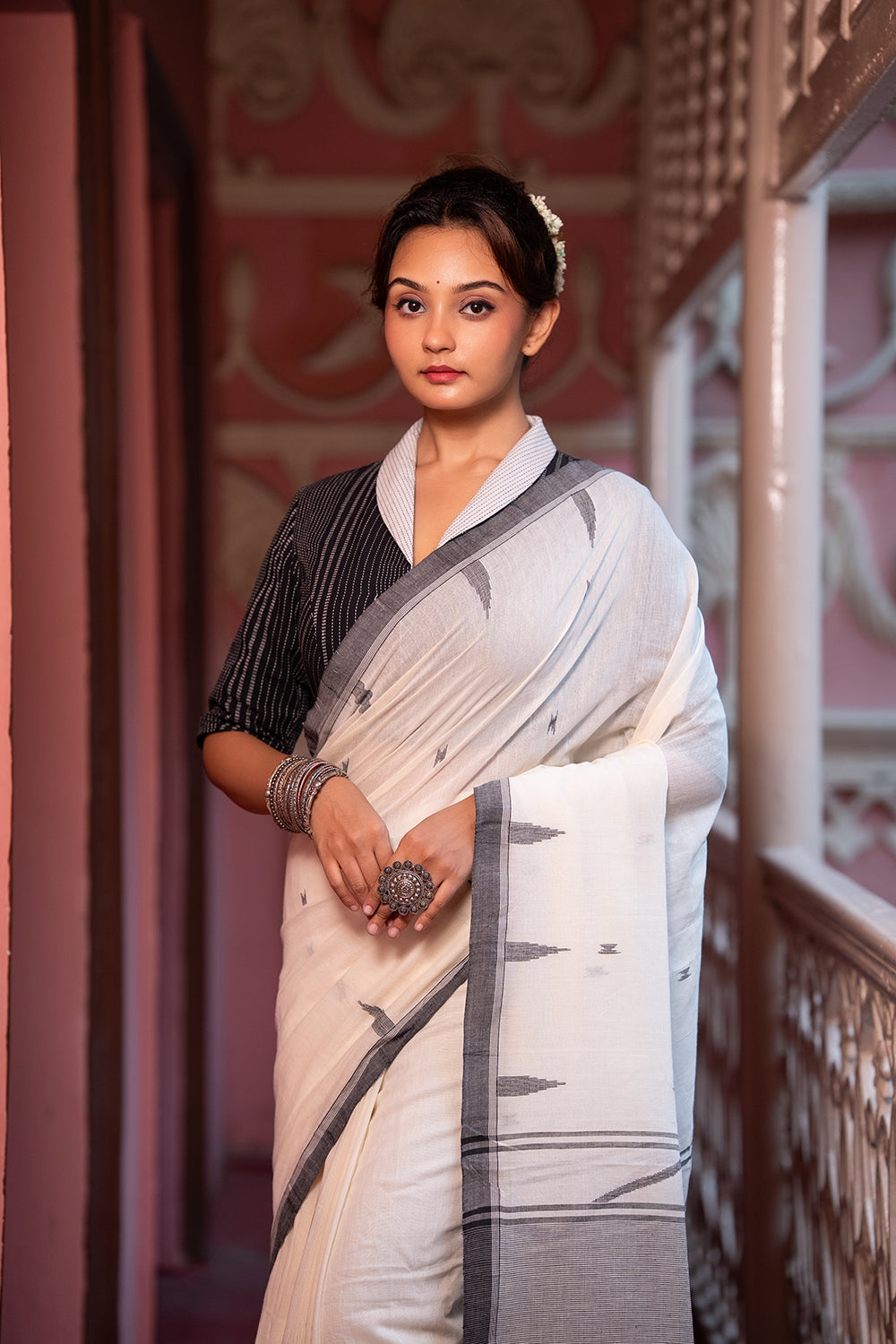 Ivory Whisper Jamdani Saree