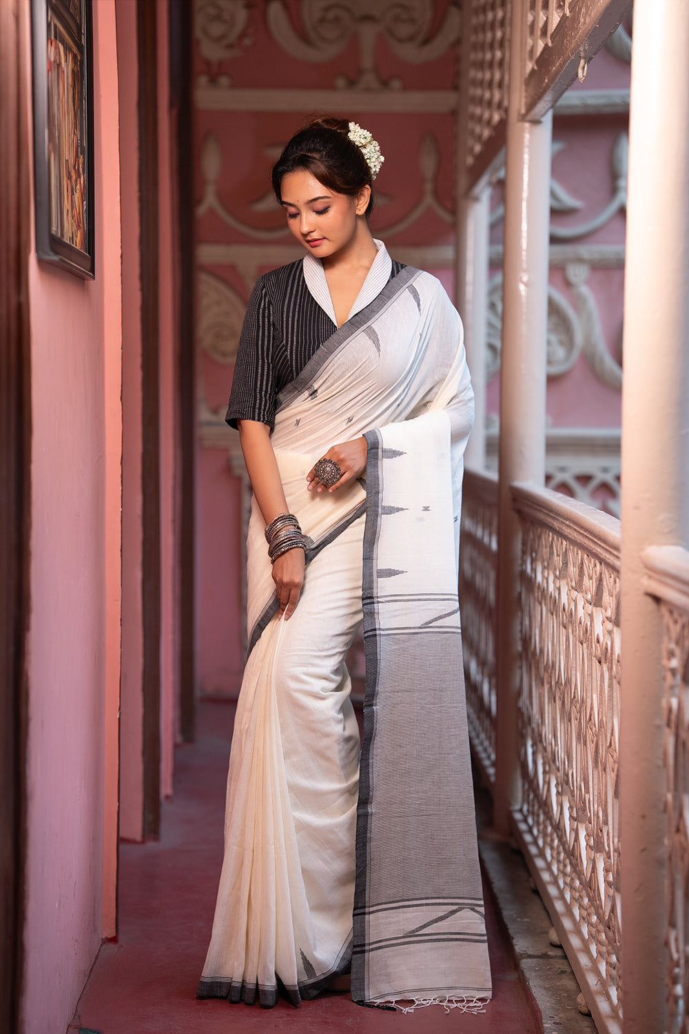 Ivory Whisper Jamdani Saree