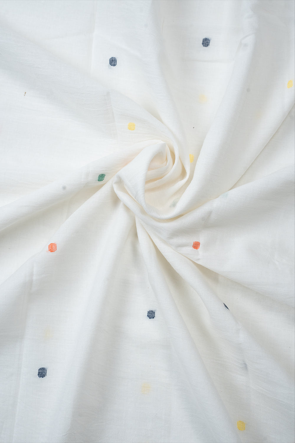 Off-White Jamdani Handwoven Pure Cotton Dupatta with Multicolour Motifs