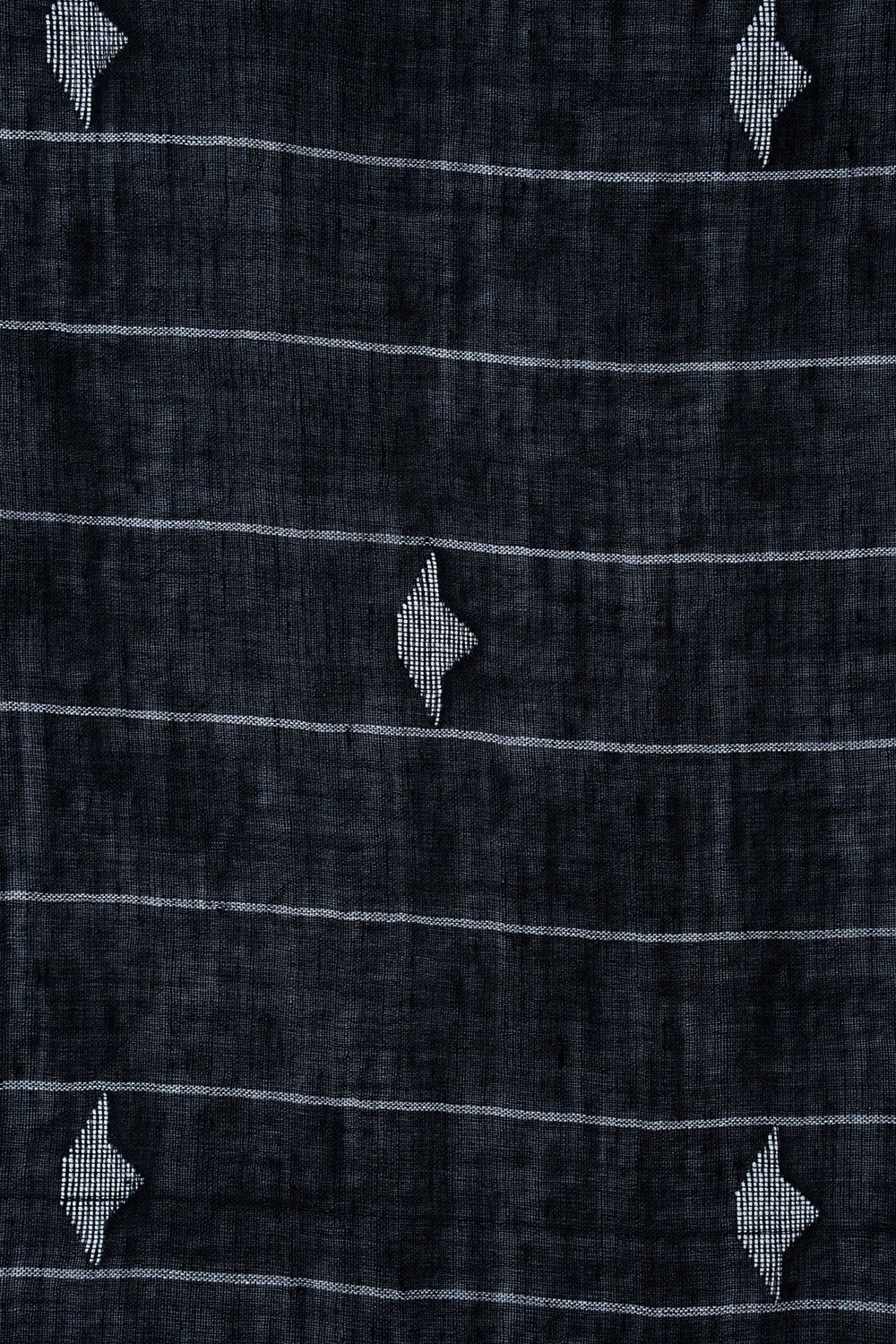 Black Boat Motif Handwoven Pure Cotton Jamdani Dupatta-Sutra Art of Clothing