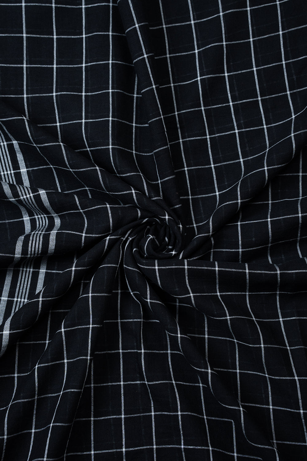 Black Boat Motif Handwoven Pure Cotton Jamdani Dupatta-Sutra Art of Clothing