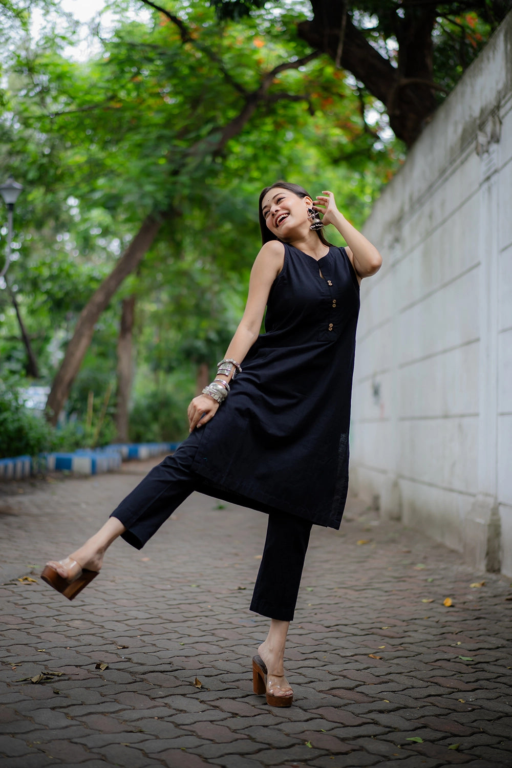 Black Khadi Cotton Co-ord Set