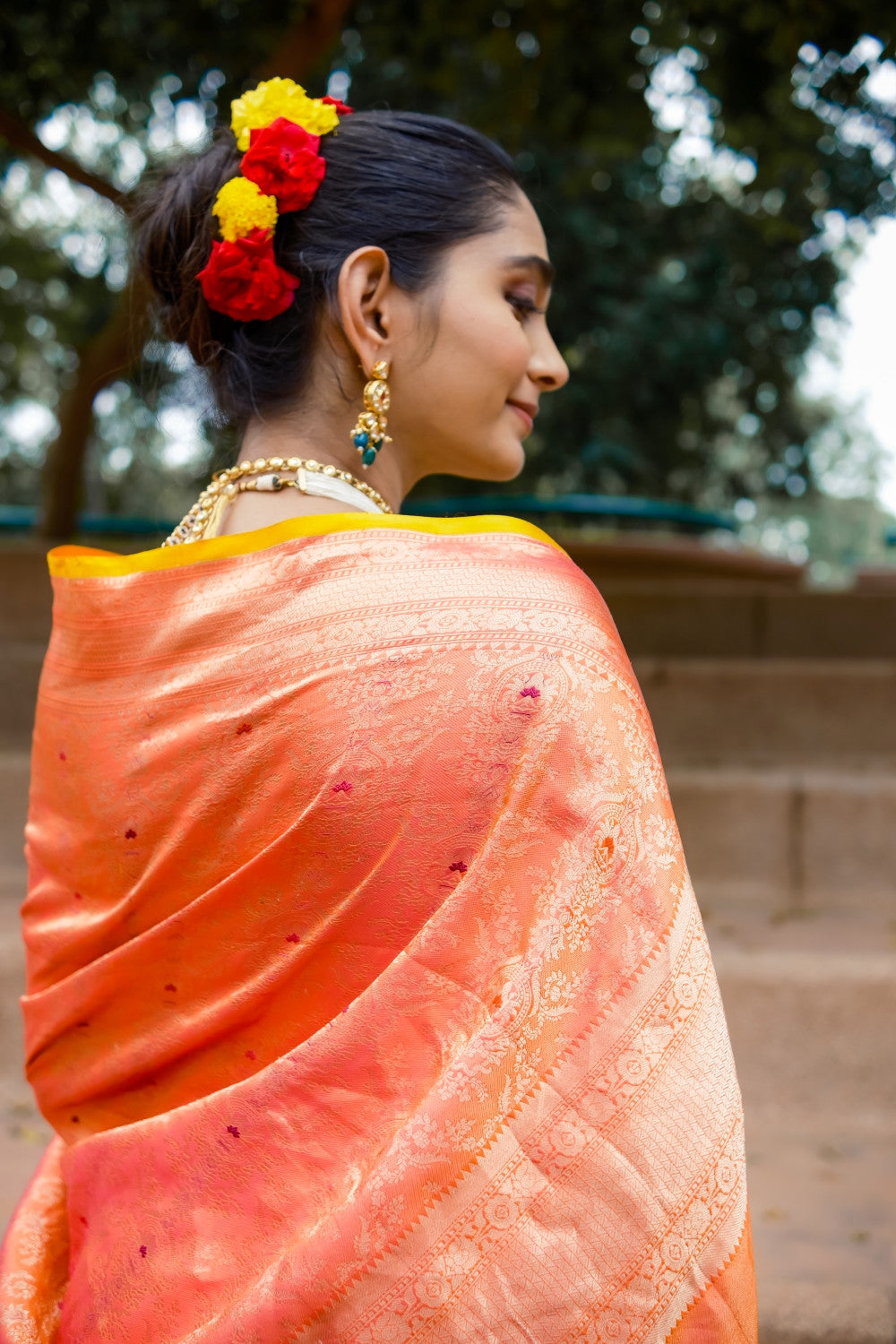 Handloom Yellow Banarasi Brocade Pure Silk Saree