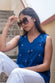 Royal Blue South Cotton Woven Top