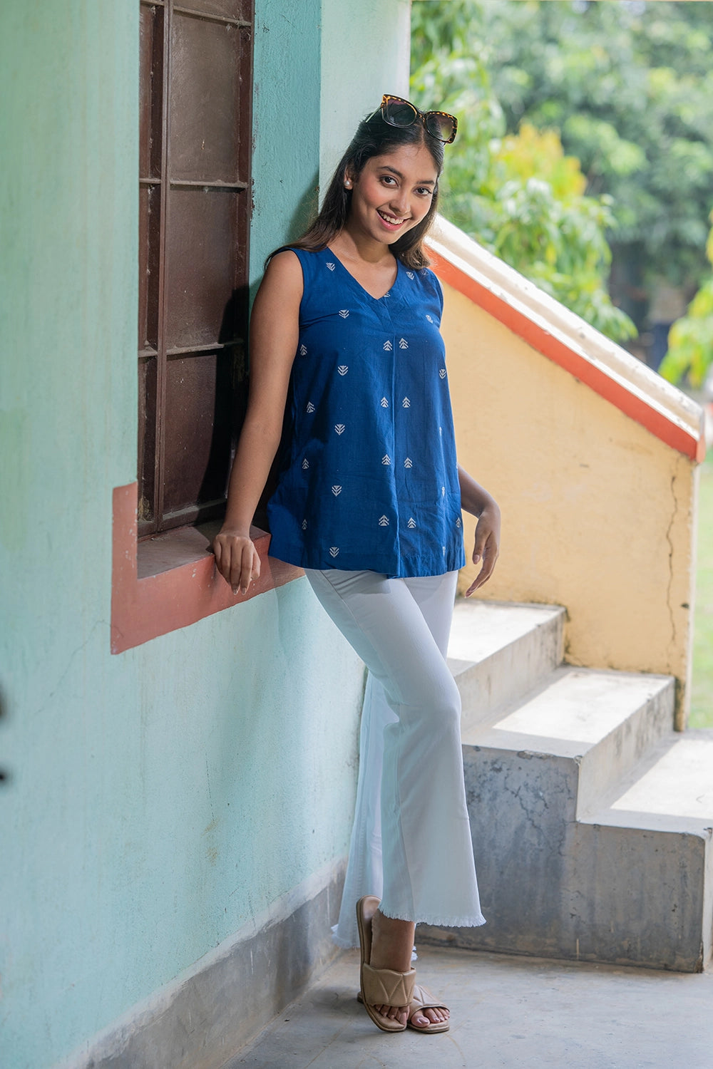 Royal Blue South Cotton Woven Top