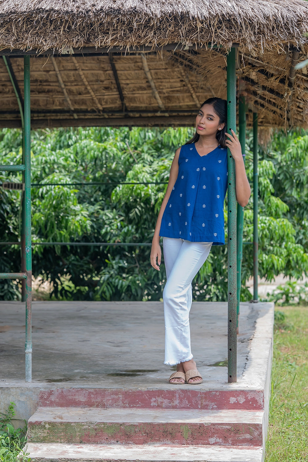 Royal Blue South Cotton Woven Top
