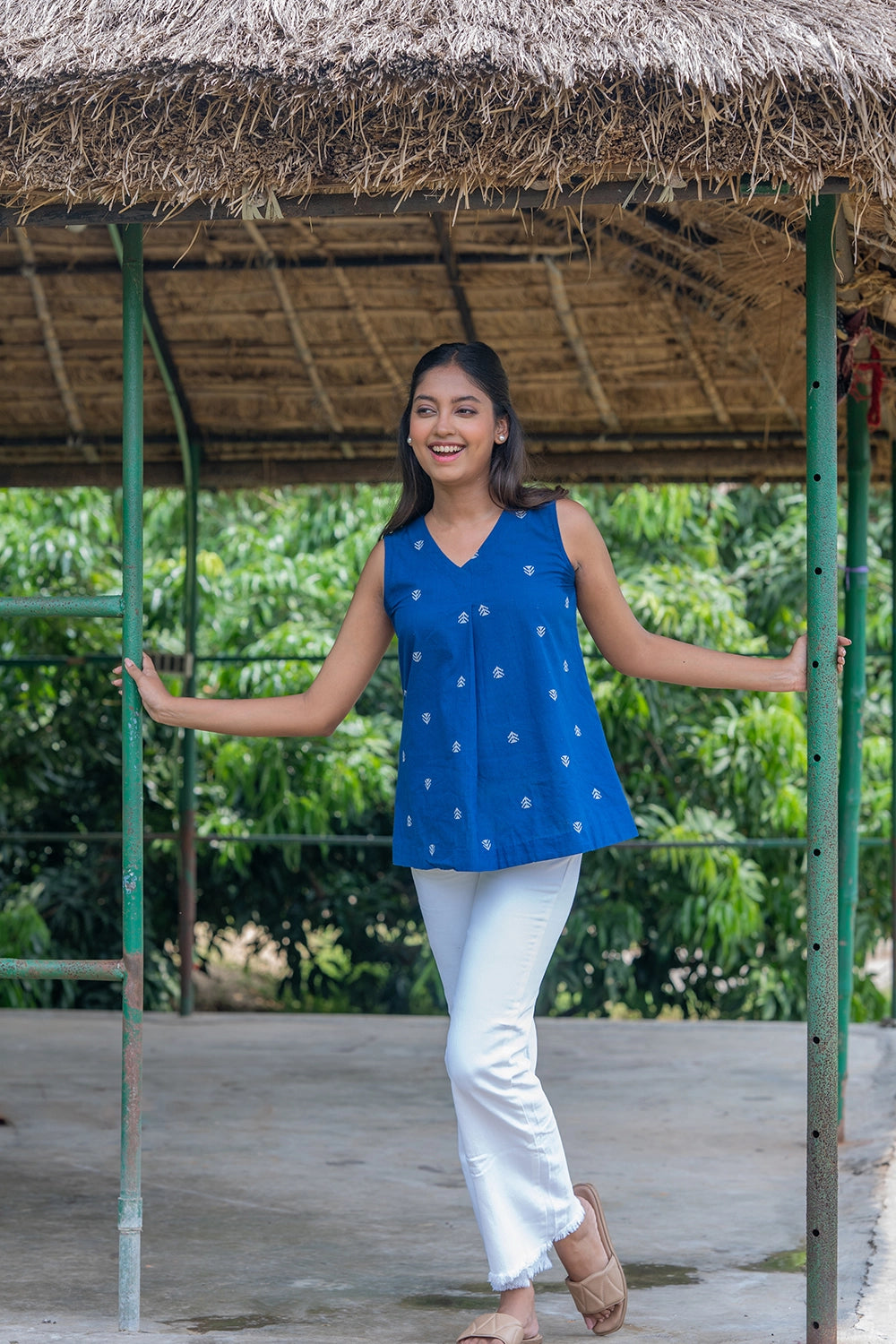 Royal Blue South Cotton Woven Top