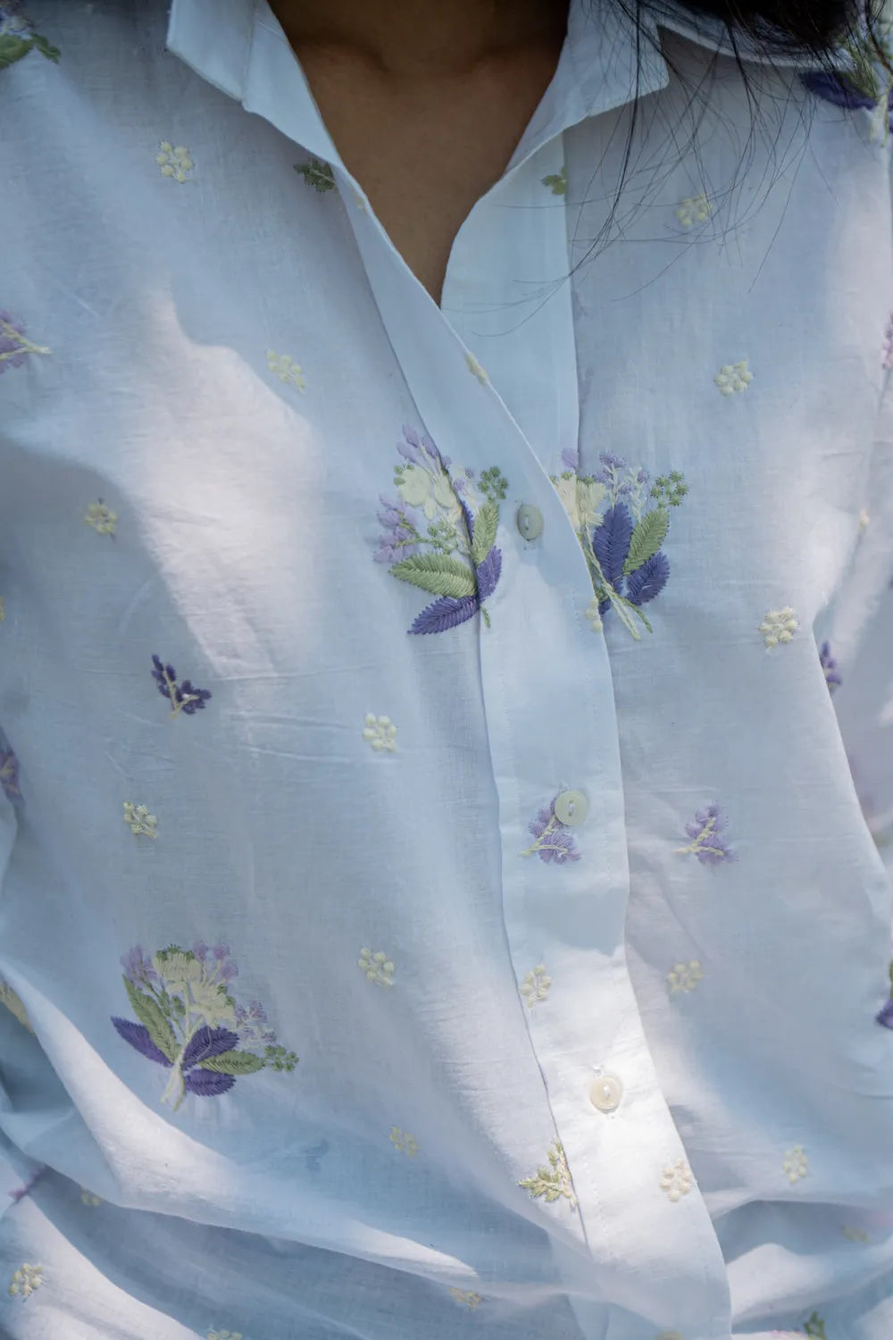 White Embriodered Cotton Shirt
