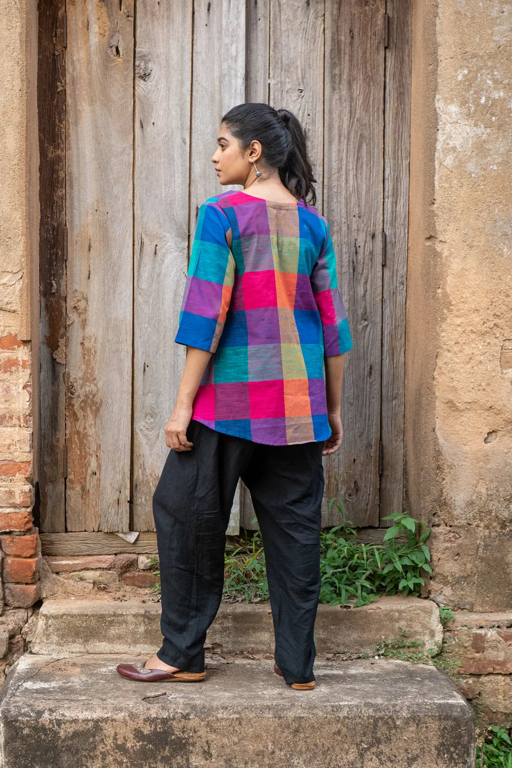 Multi Colour Check South Cotton Top
