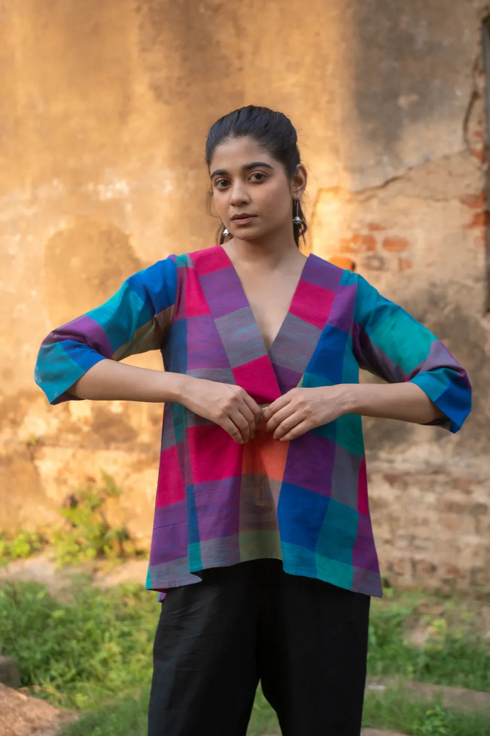 Multi Colour Check South Cotton Top