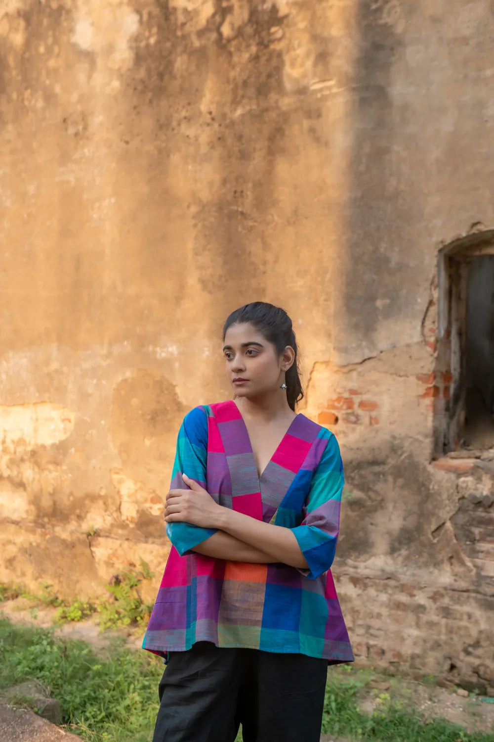 Multi Colour Check South Cotton Top