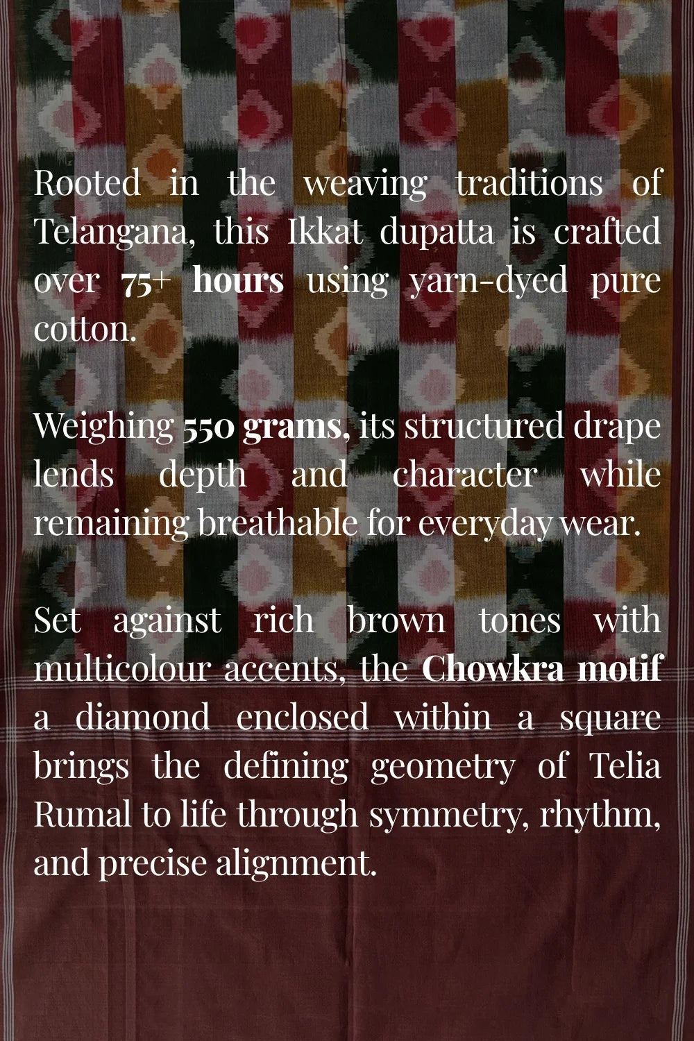 Handloom Multi Colour Brown Double Ikkat Dupatta