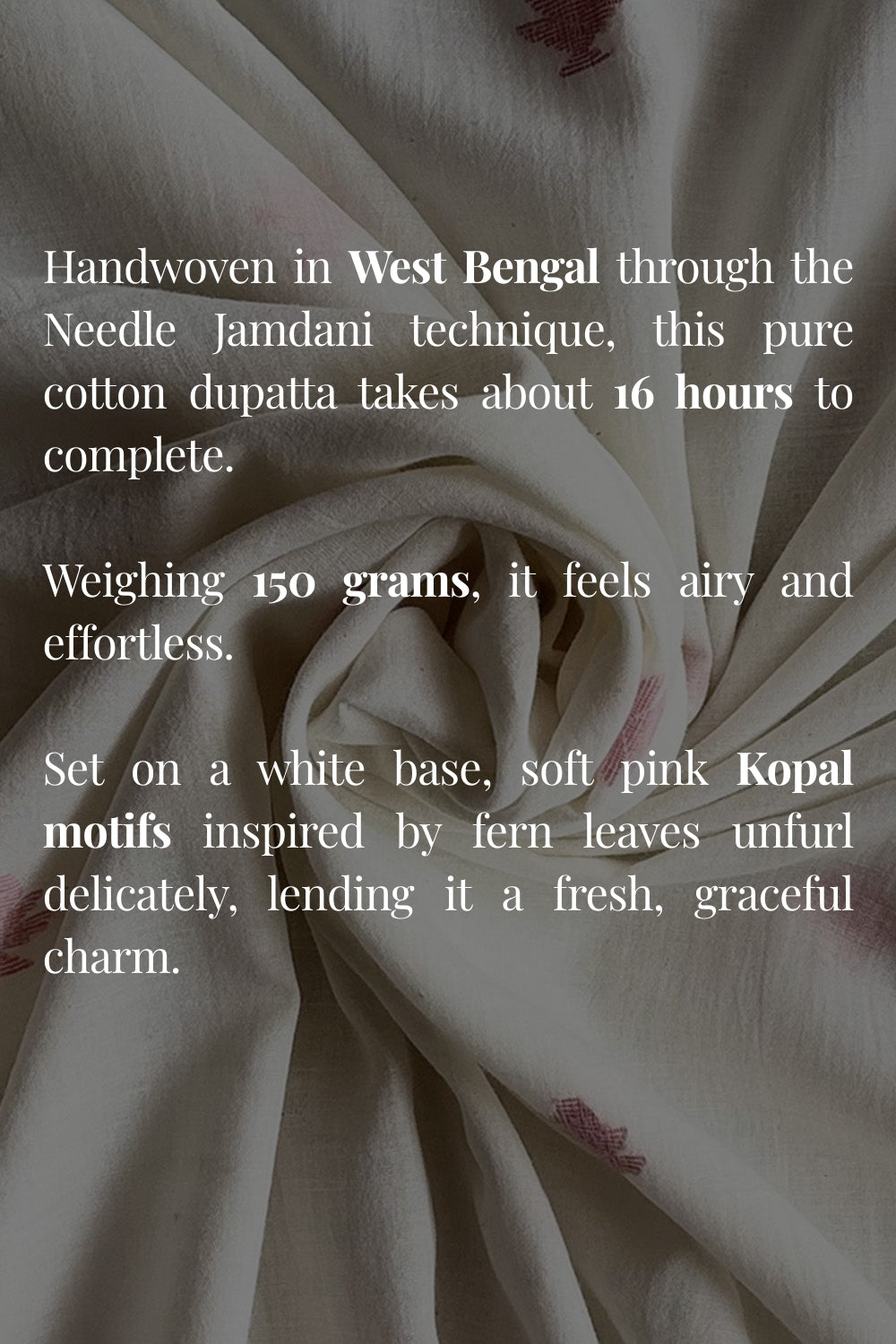 Handloom Ivory Kopal Jamdani Dupatta