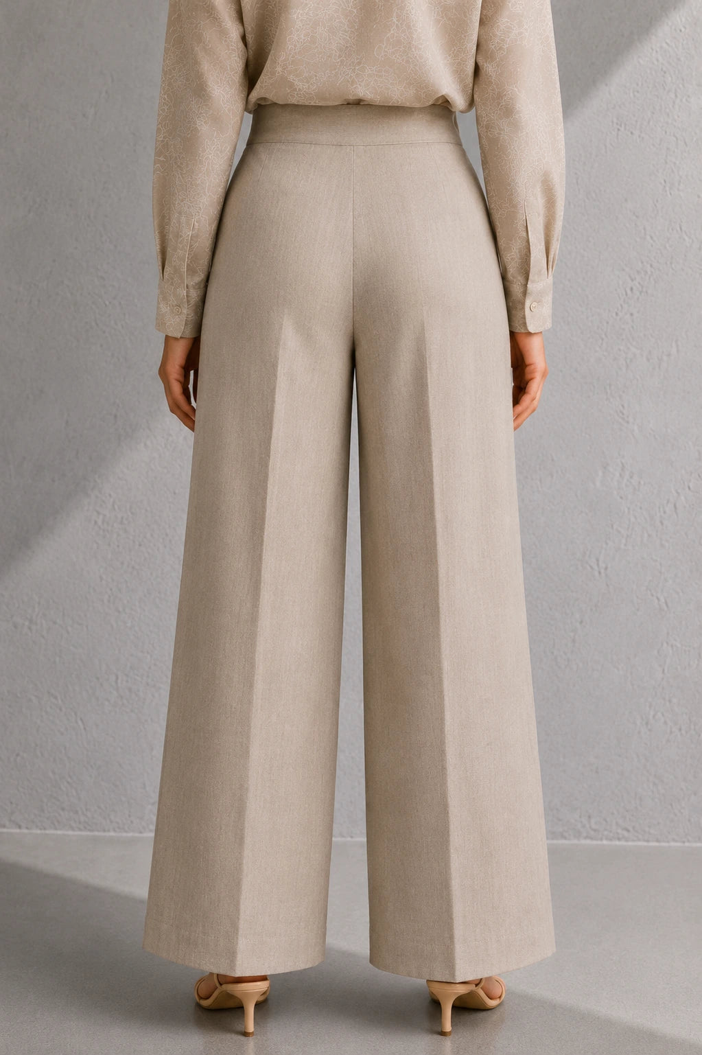 Beige Essence Embroidered Linen Co-Ord Set