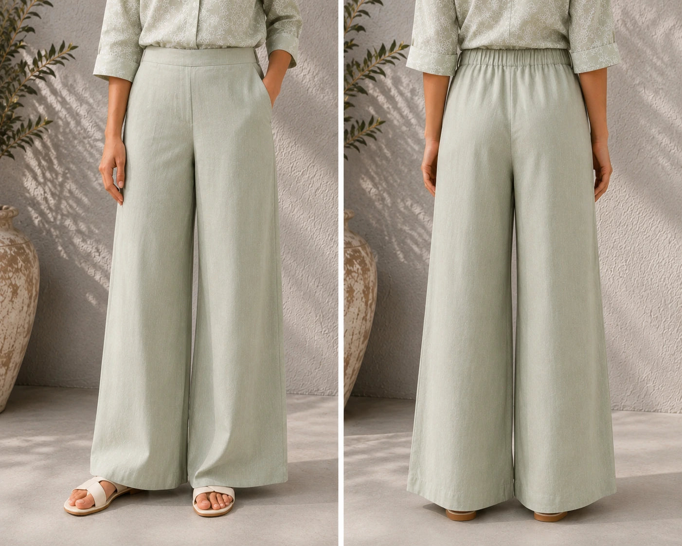 Green Essence Embroidered Linen Co-Ord Set