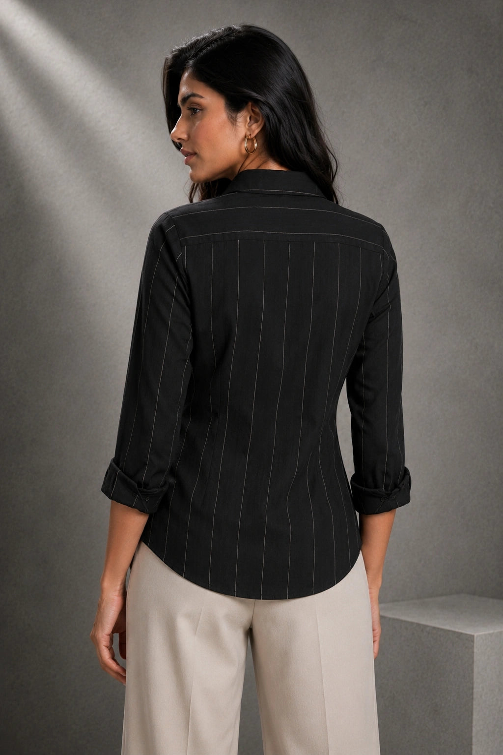 Black Classic Stripe Cotton Shirt