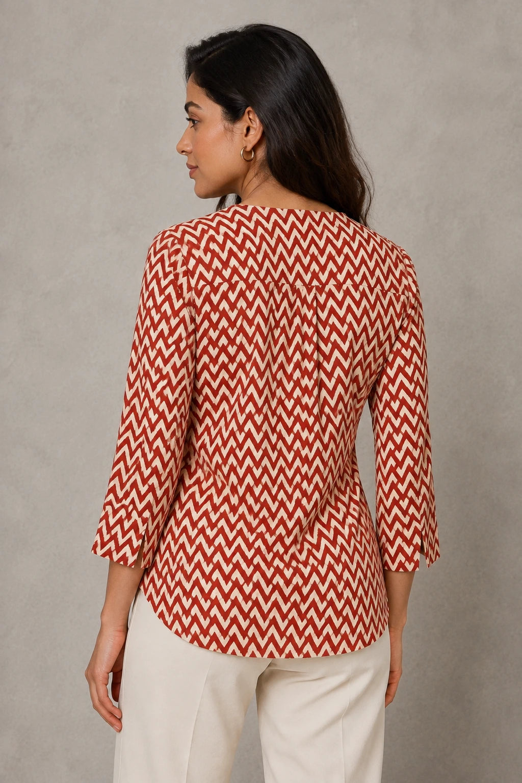 Kriti Block Print Zigzag Pure Cotton Top