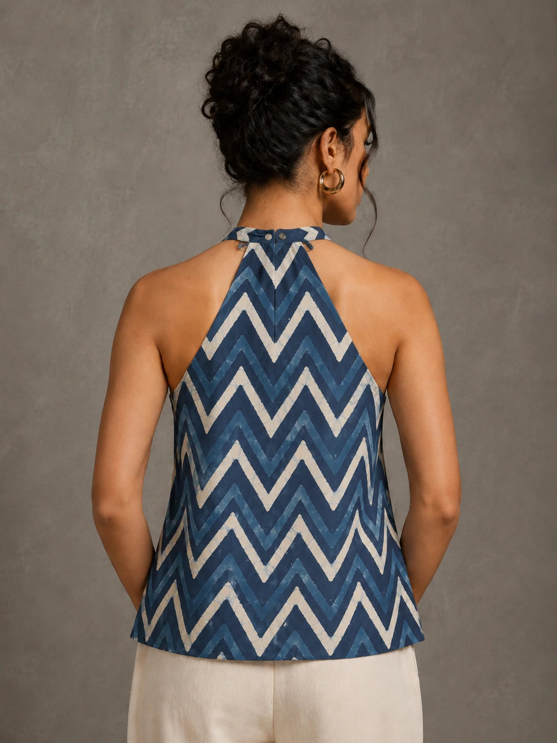 Indigo Chevron Hand Block Print Halter Top