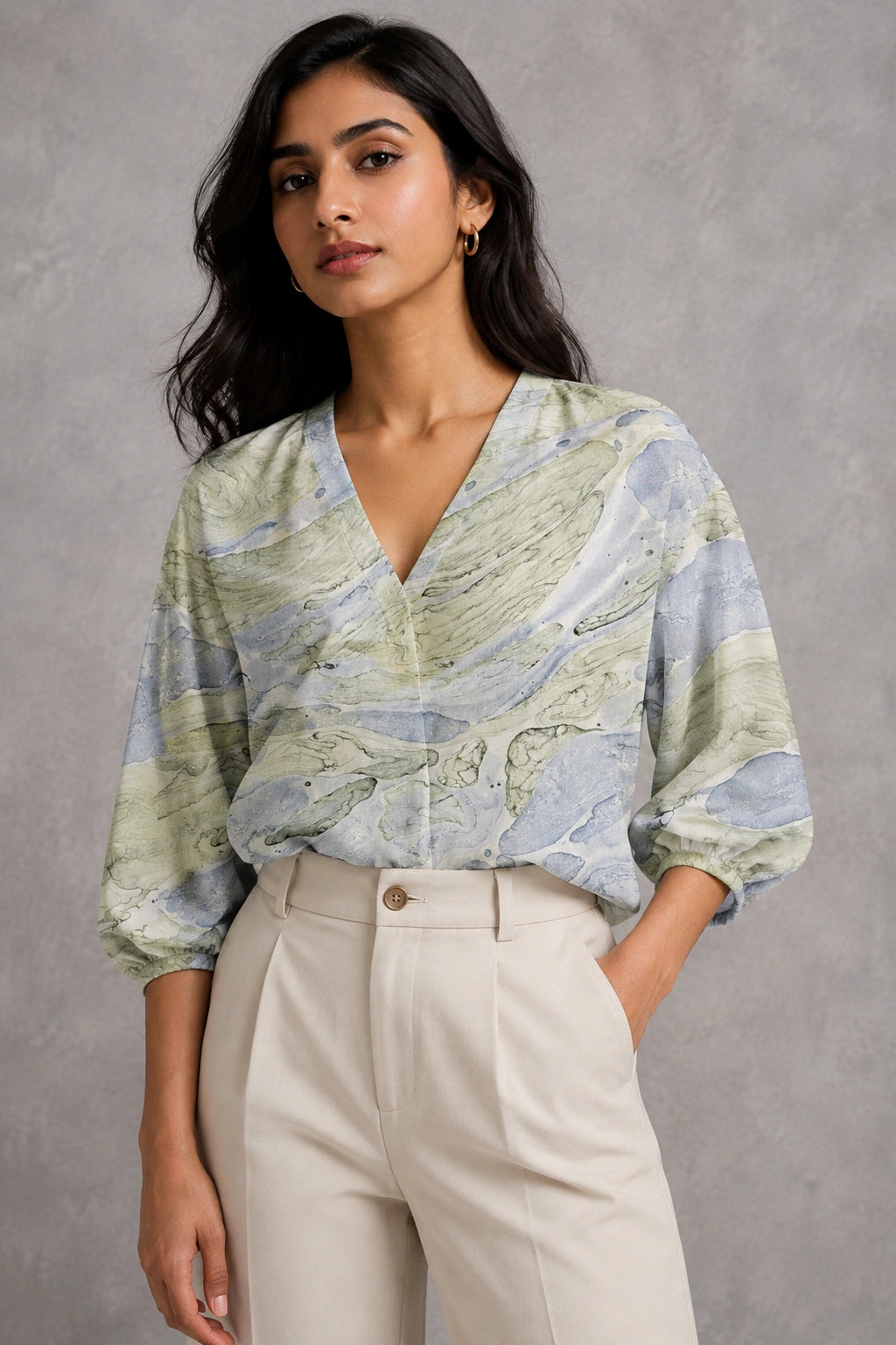 Marble Mist Printed Pure Cotton Top