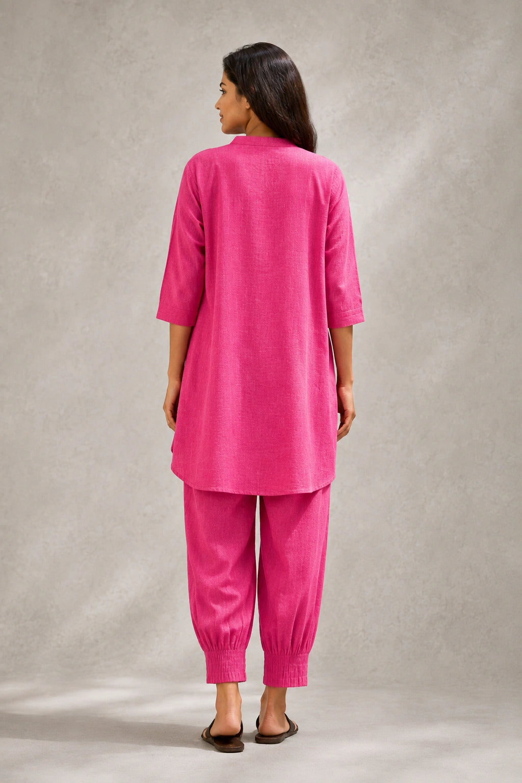 Fuchsia Pink Khadi Cotton Co-ord Set