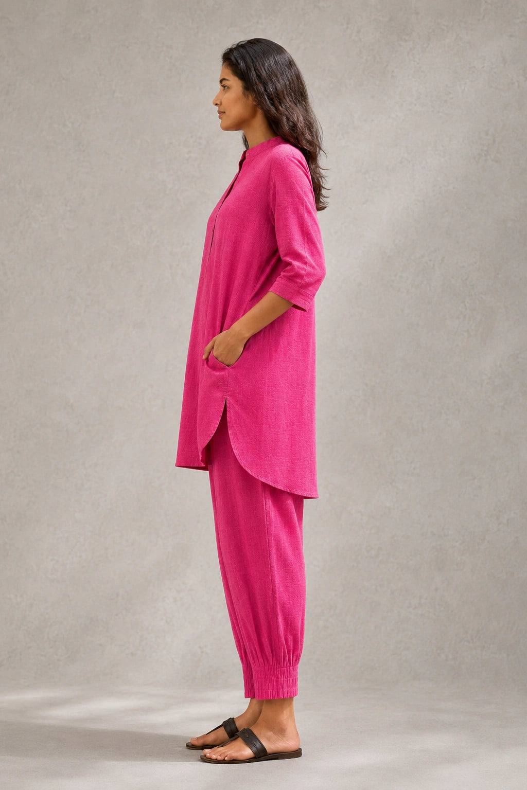 Fuchsia Pink Khadi Cotton Co-ord Set
