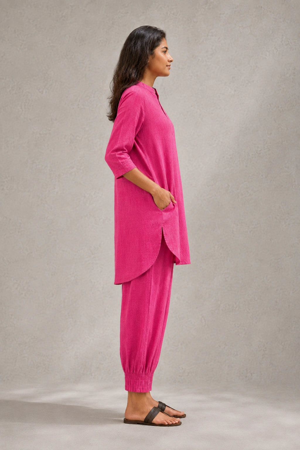 Fuchsia Pink Khadi Cotton Co-ord Set