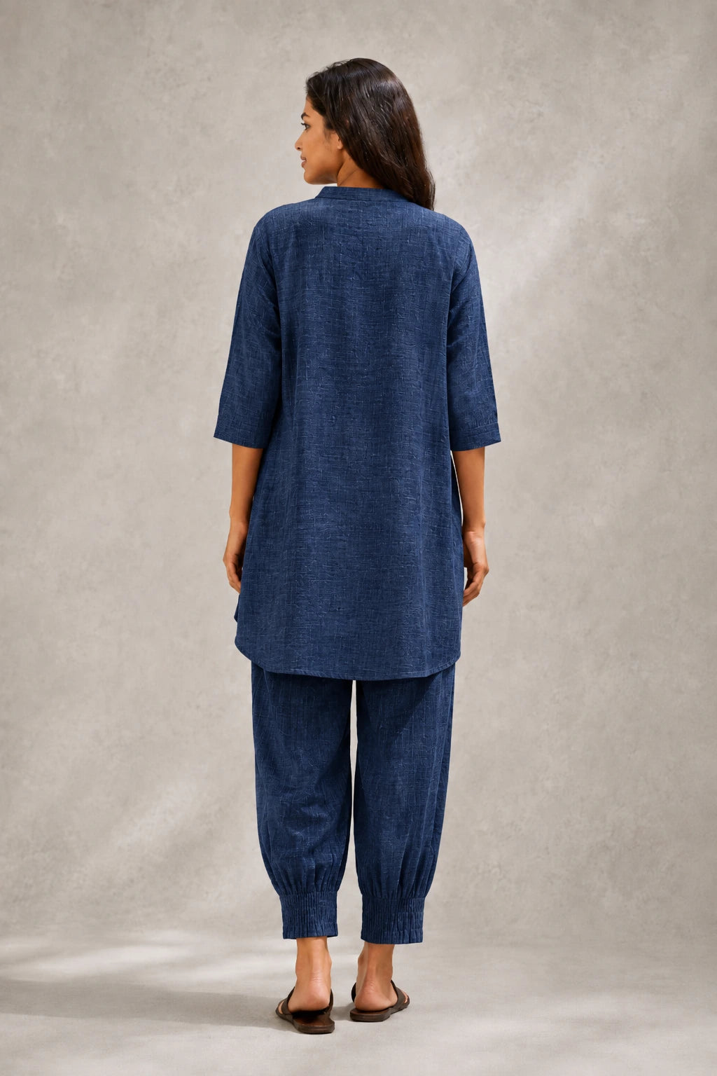 Indigo Calm Khadi Cotton Co-ord Set