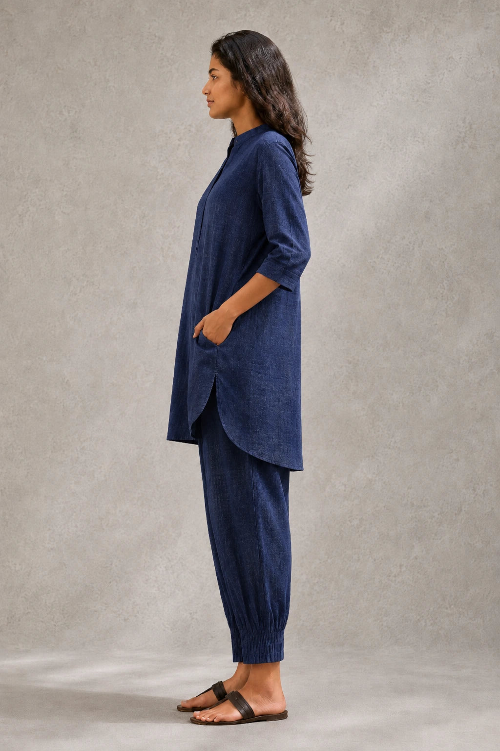 Indigo Calm Khadi Cotton Co-ord Set