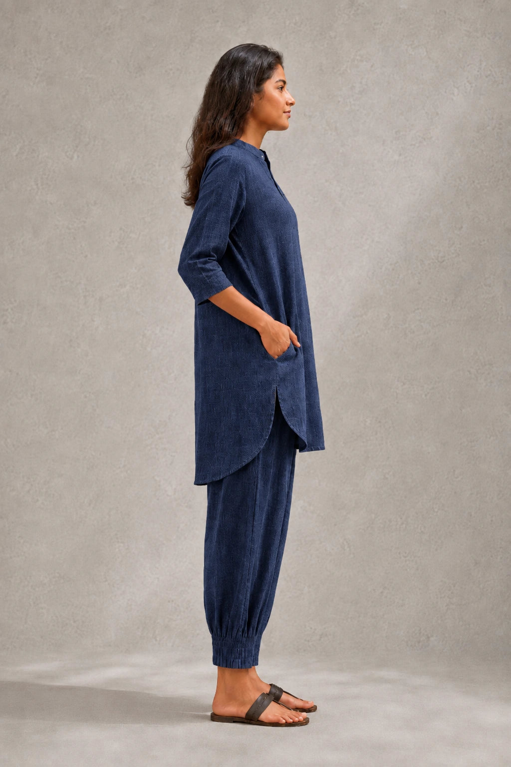 Indigo Calm Khadi Cotton Co-ord Set