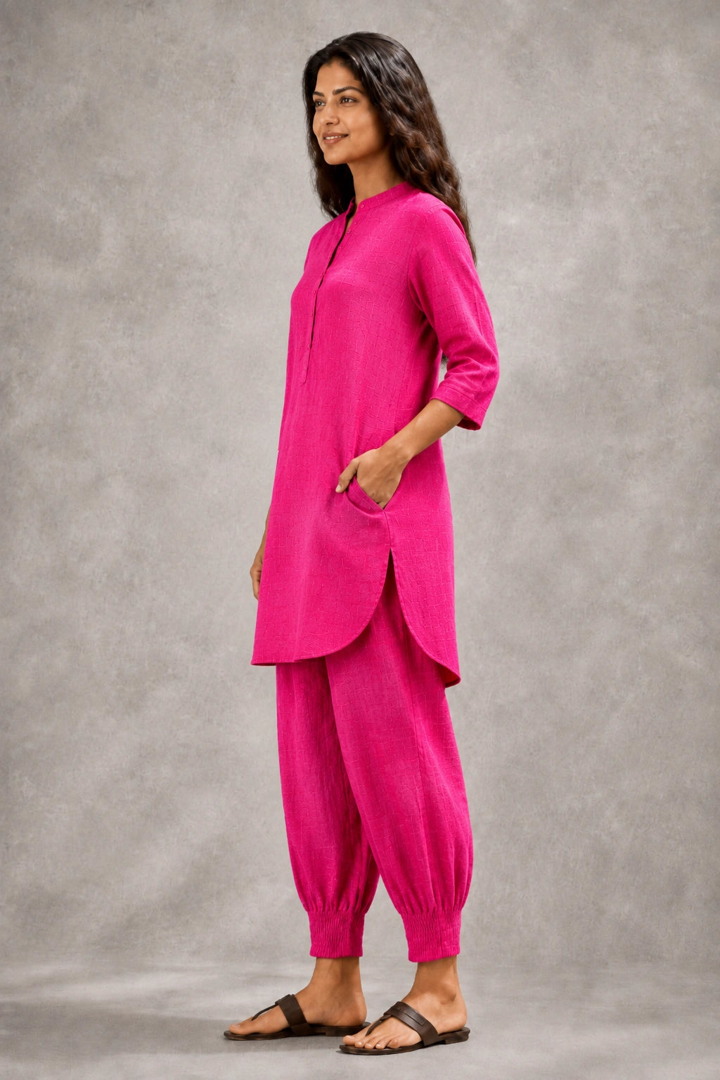Hot Pink Khadi Cotton Co-ord Set