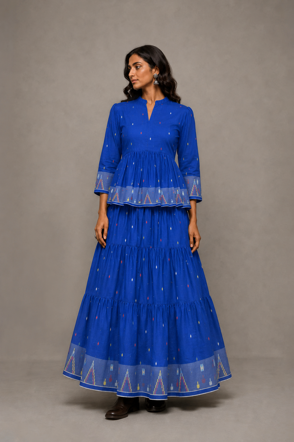 Blue Jamdani Handwoven Pure Cotton Skord Set