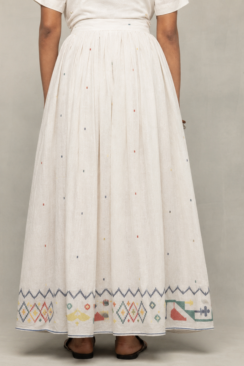 Off-White Folk Motif Jamdani Skord Set