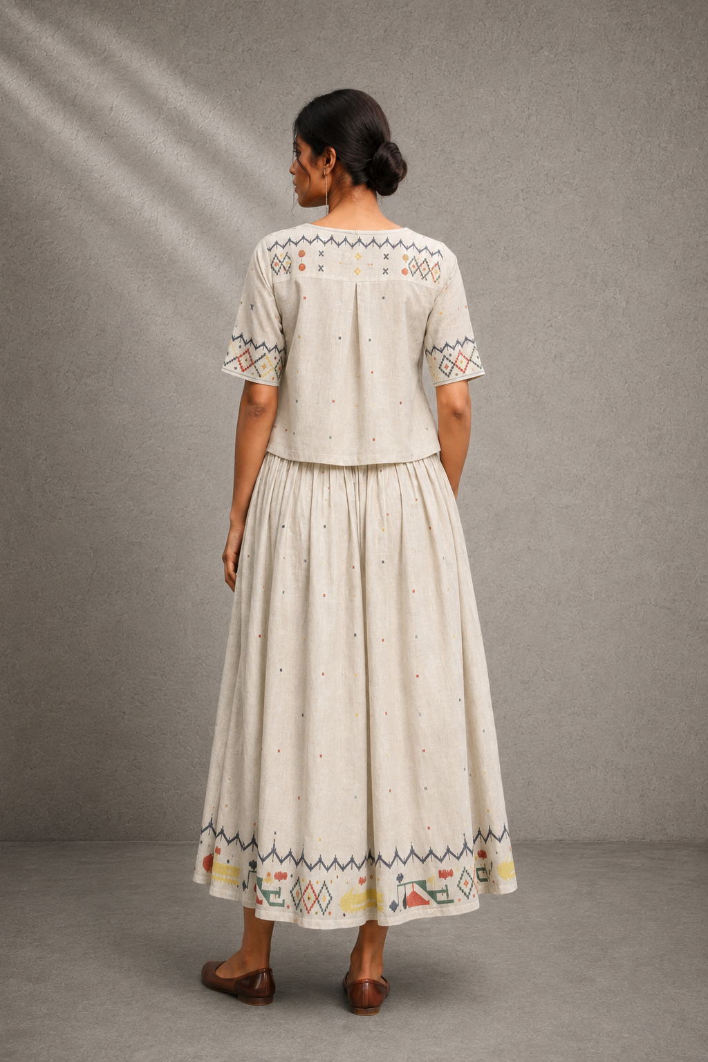 Off-White Heritage Jamdani Pure Cotton Skord set