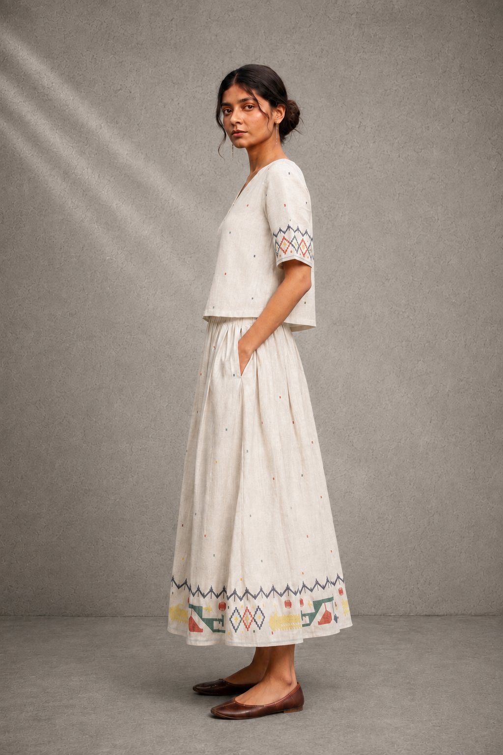 Off-White Heritage Jamdani Pure Cotton Skord set