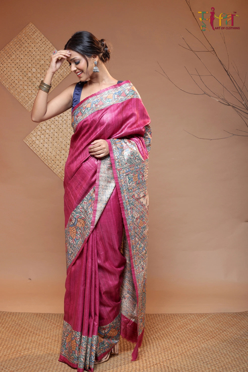 Madhubani Hand Painted Sarees || Buy at Peepal Clothing