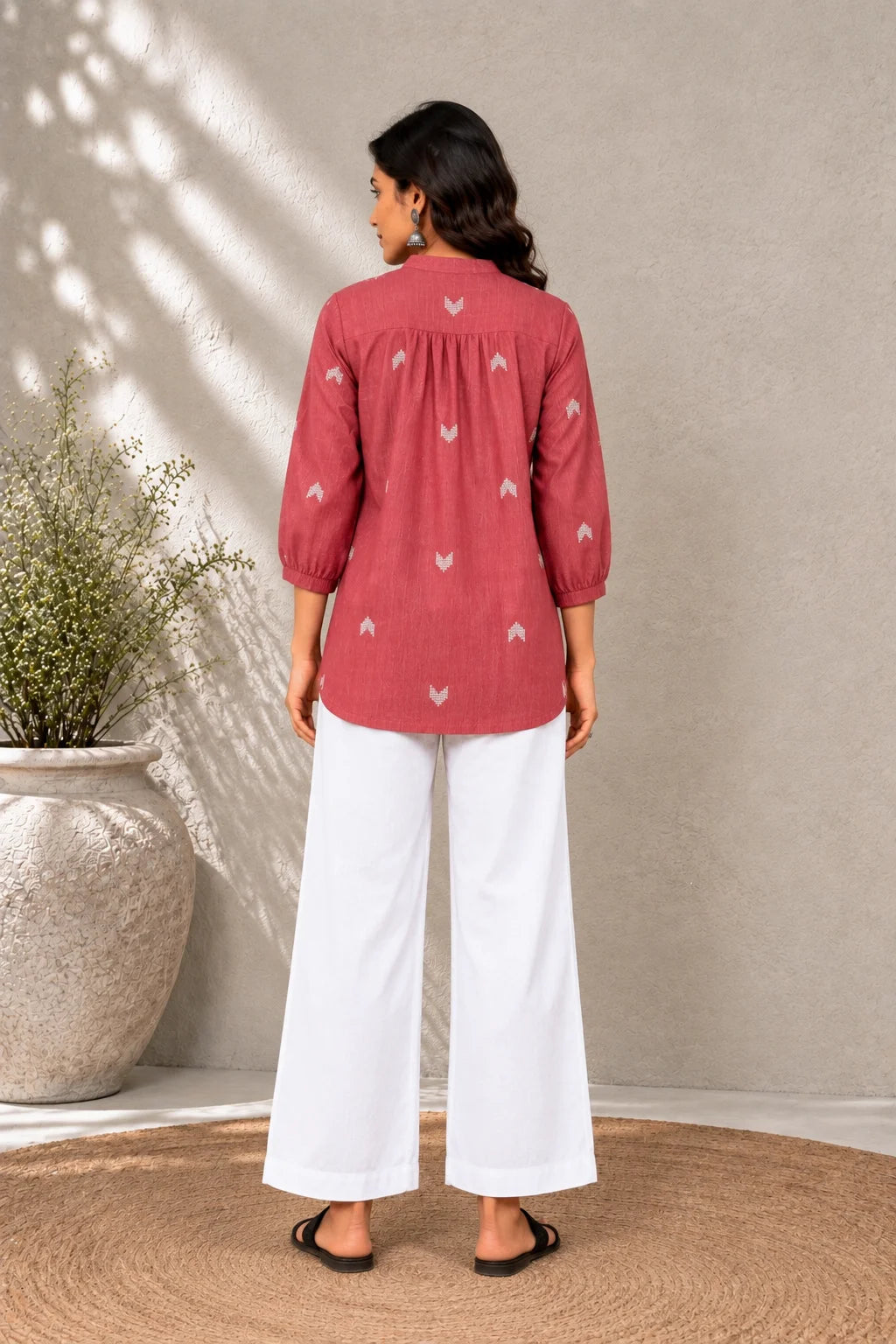 Rose Red Woven South Cotton Top