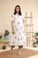 White & Orange Pure Cotton Block Print Kurta Set