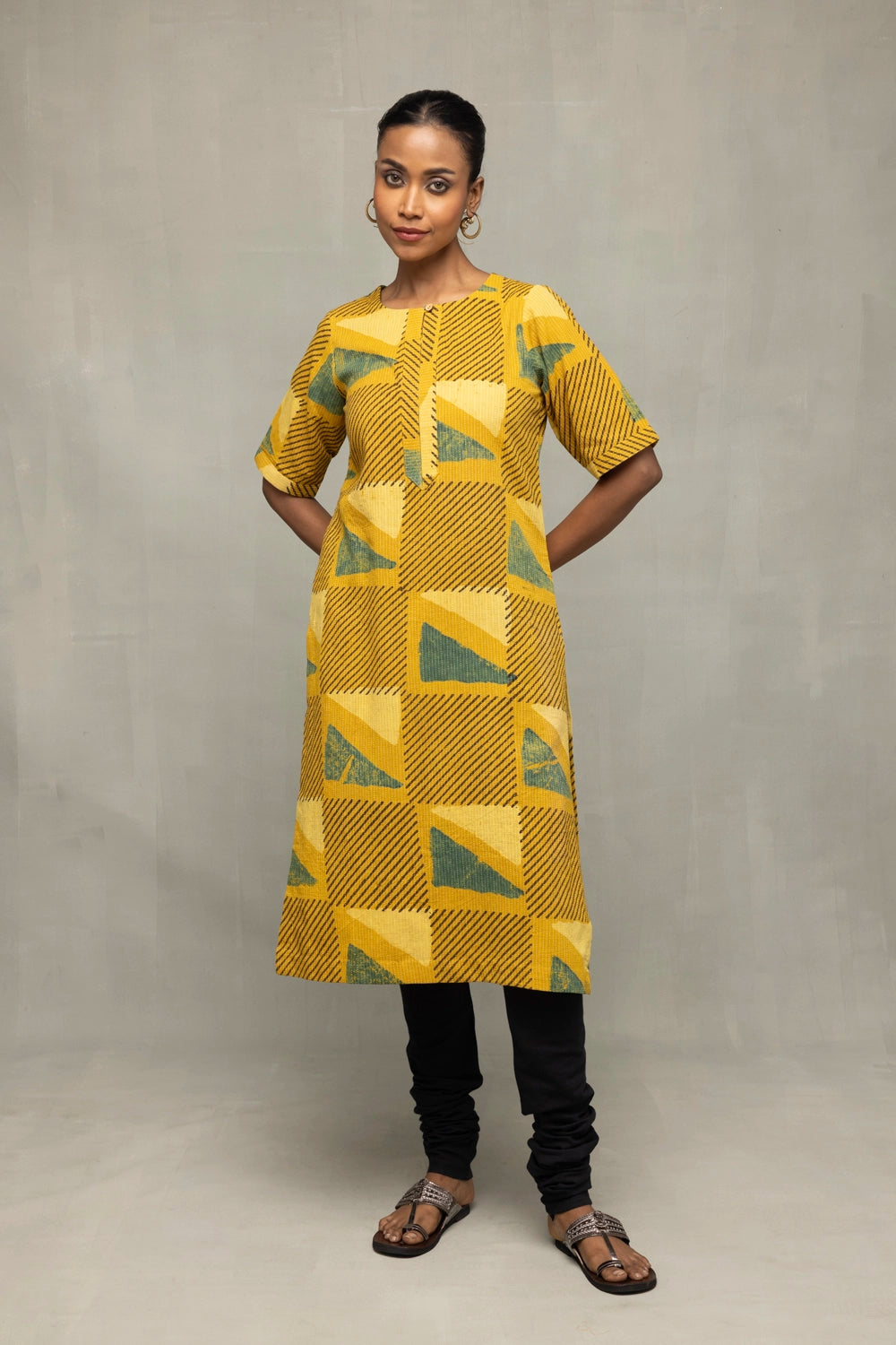 Yellow Ajrakh Print Kurta