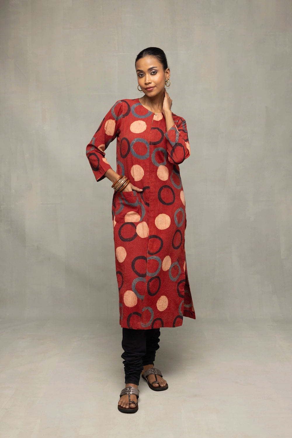 Red Ajrakh Print Kurta