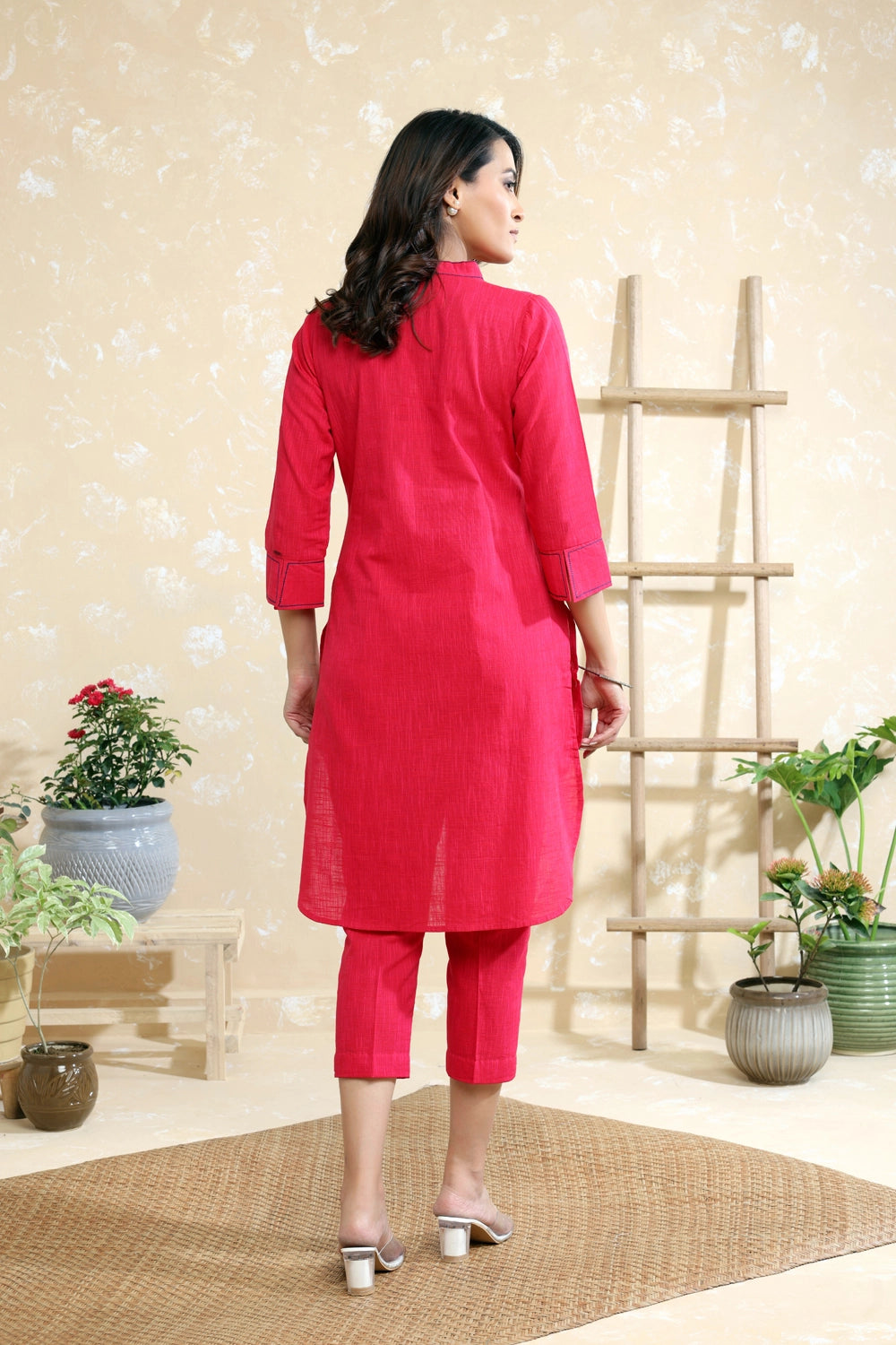 Rani Pink Pure Cotton Tapered Pant