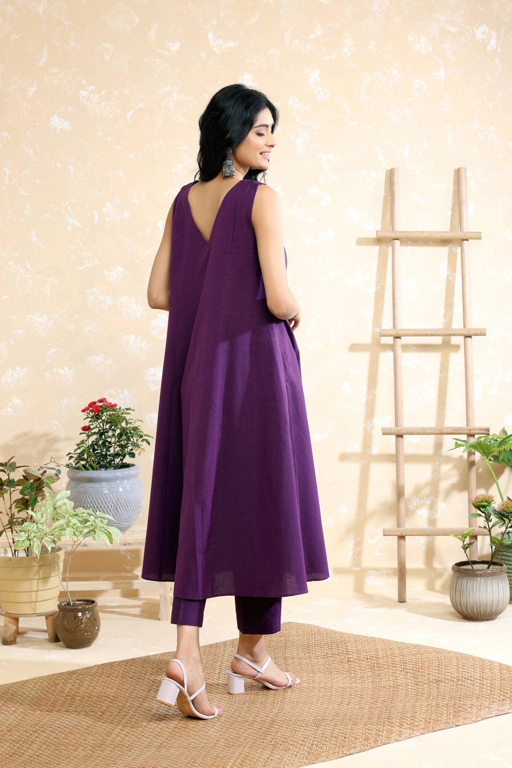 Purple Malai Cotton Straight Pant