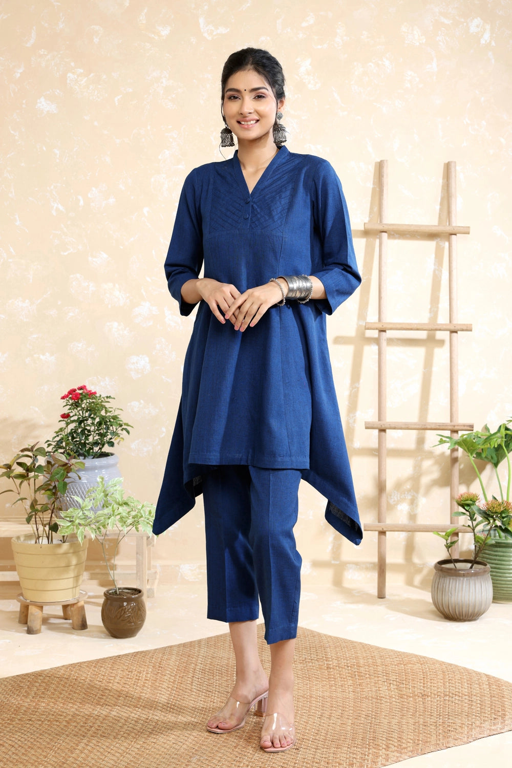 Navy Blue Khadi Co-ord Set