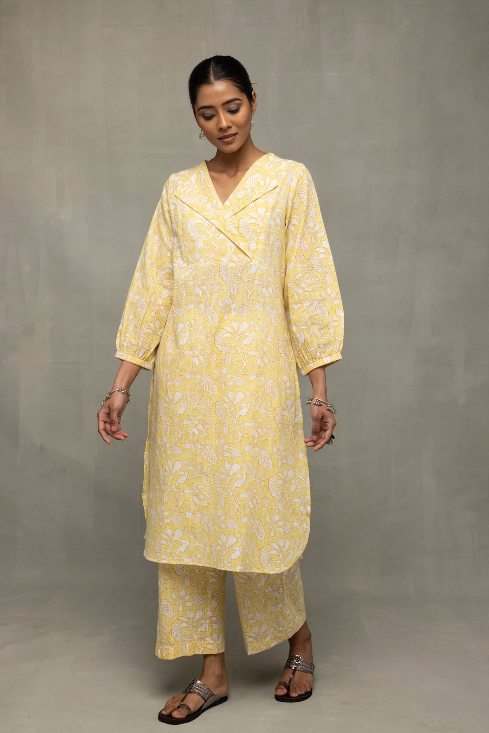 Yellow Gul Jaal Handl Block Print Co-Ord Set